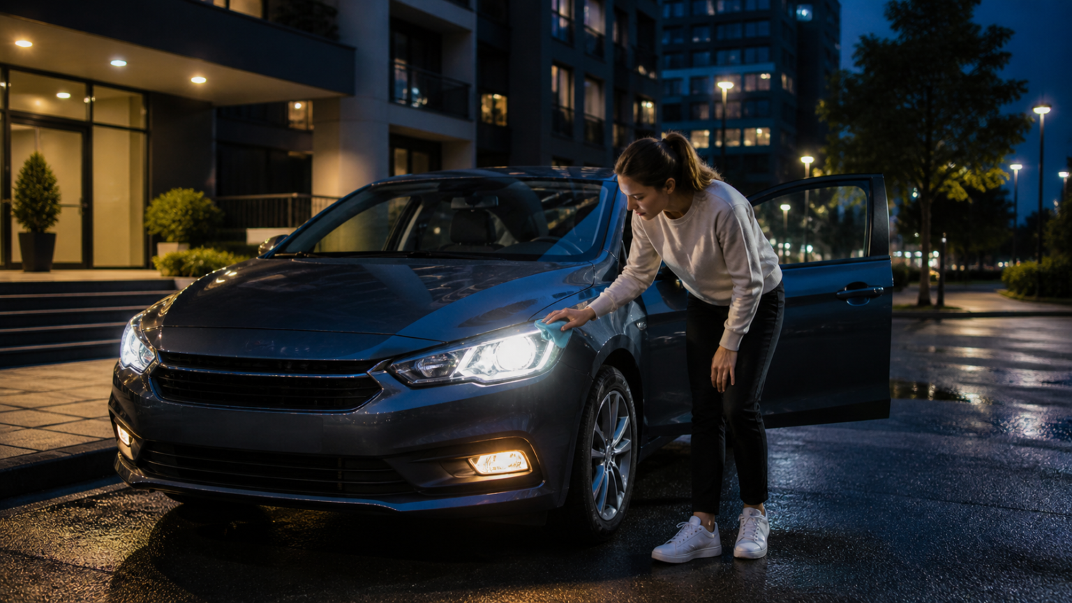 Rotina urbana e cuidados com o carro antes de sair à noite